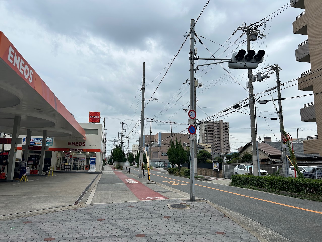 エネオス平野区役所前SS横道路