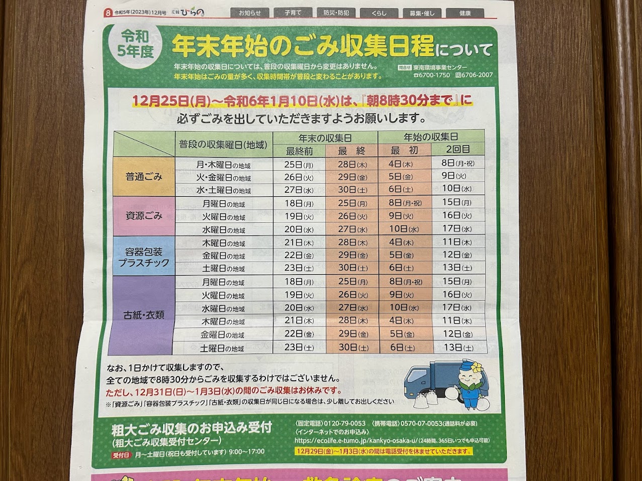 平野区令和5年度年末年始ごみ収集のお知らせ1